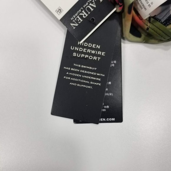 Lauren Ralph Lauren Surplice Underwire Bikini Top   Midnight Tropical Size 10 - Picture 11 of 11